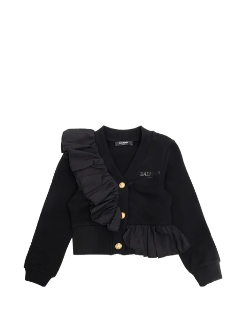 Balmain Kids ruffled-trim buttoned cardigan