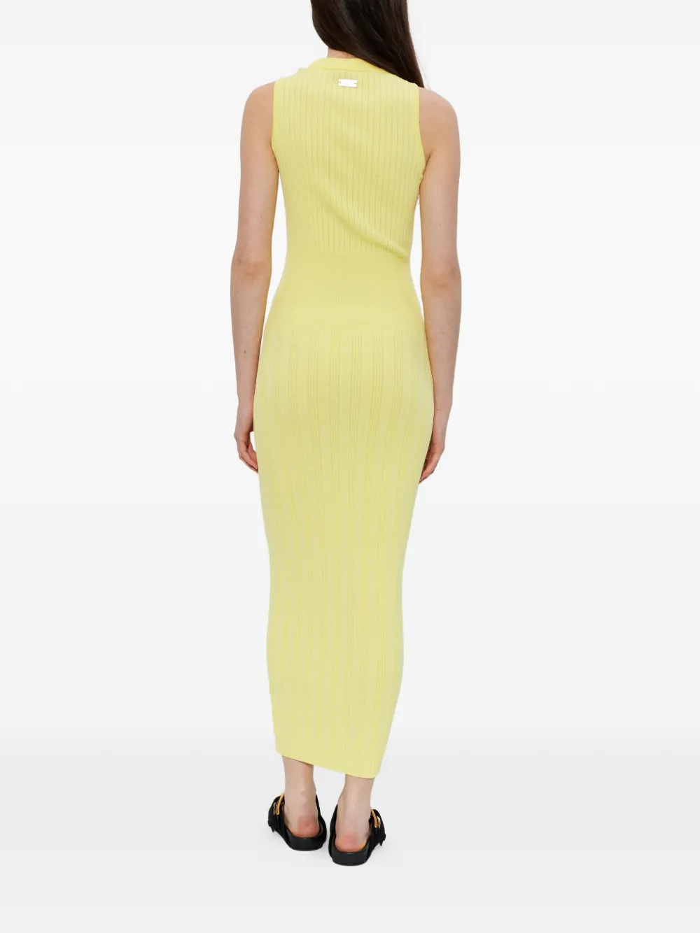 Balmain Geribbelde jurk met keyhole-detail Geel