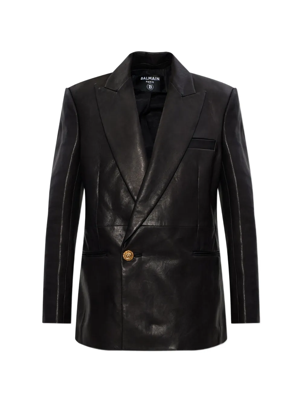 Balmain lion-button leather jacket - Nero