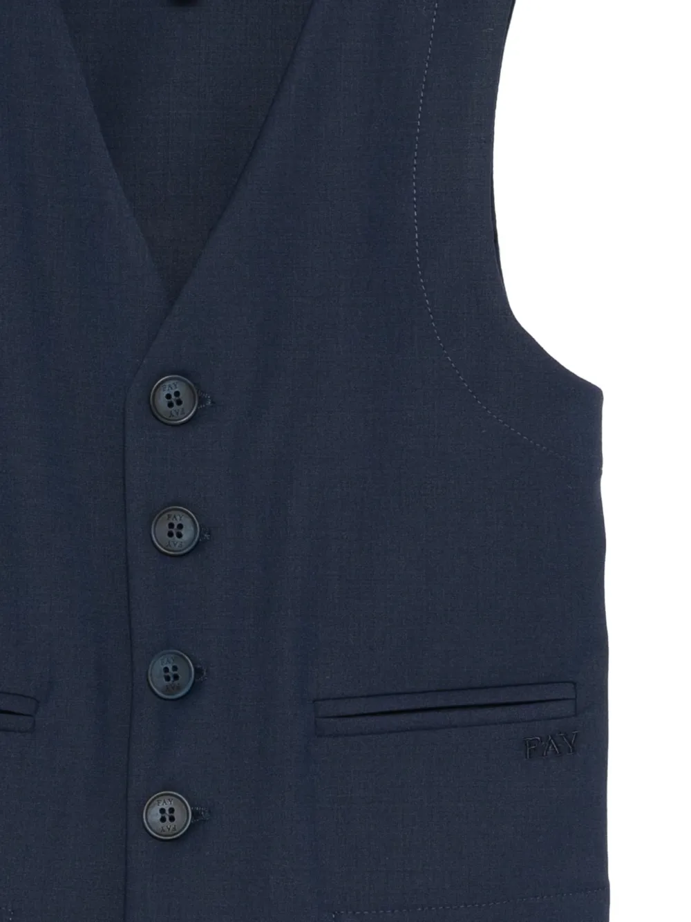  Fay Kids Button V-neck Vest - Blue 