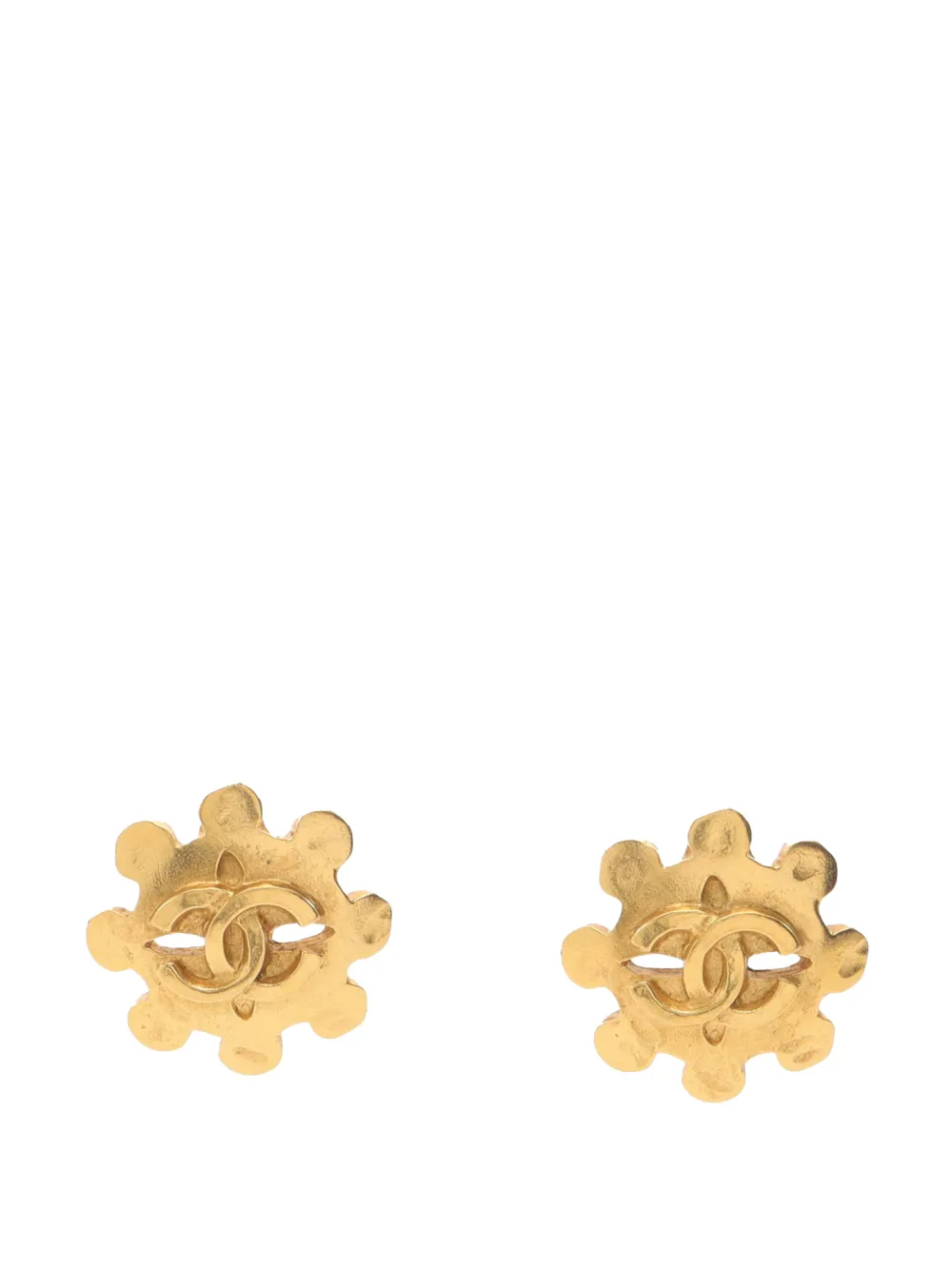 CHANEL Pre-Owned 2004 Gold Plated CC Floral Clip On Earrings costume earrings