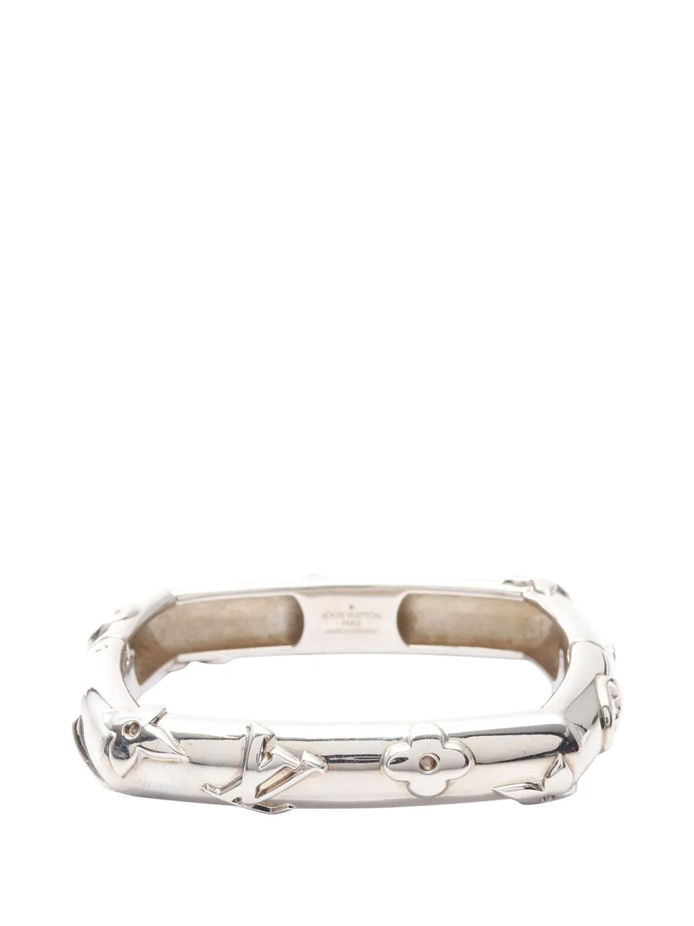 Louis Vuitton Pre-Owned Bracciale rigido Family in acciaio inossidabile con monogramma 2018 - Argento