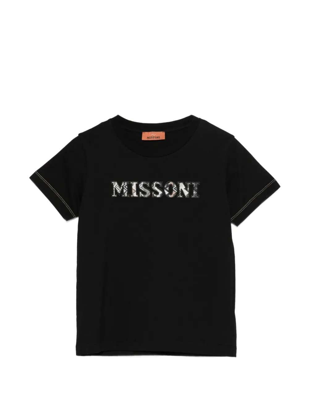 Missoni Kids logo-embroidered T-shirt - Nero