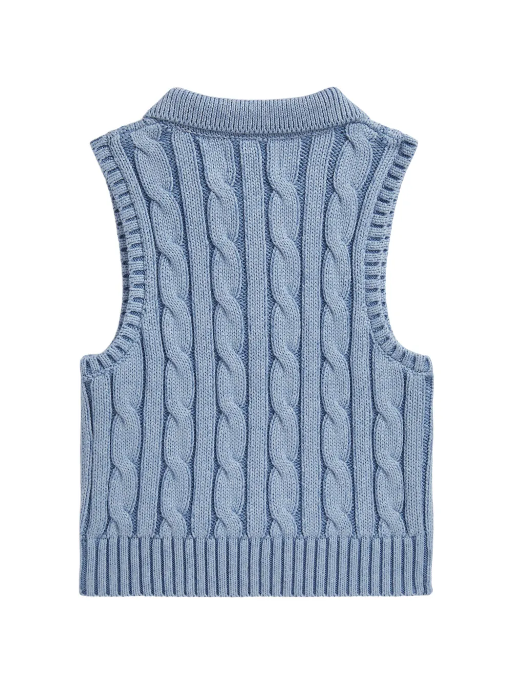POLO RALPH LAUREN KIDS Kabelgebreid mouwloos poloshirt Blauw