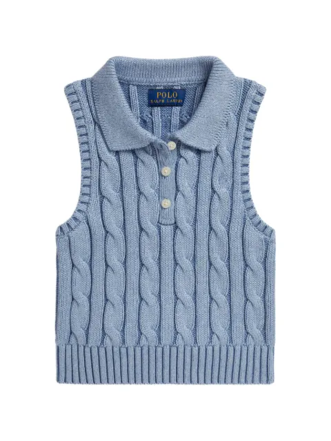 POLO RALPH LAUREN KIDS cable-knit sleeveless polo shirt