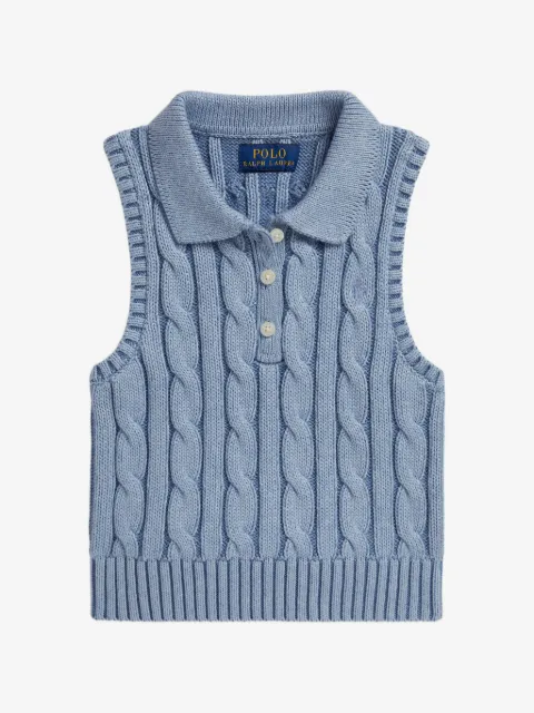 POLO RALPH LAUREN KIDS cable-knit sleeveless polo shirt