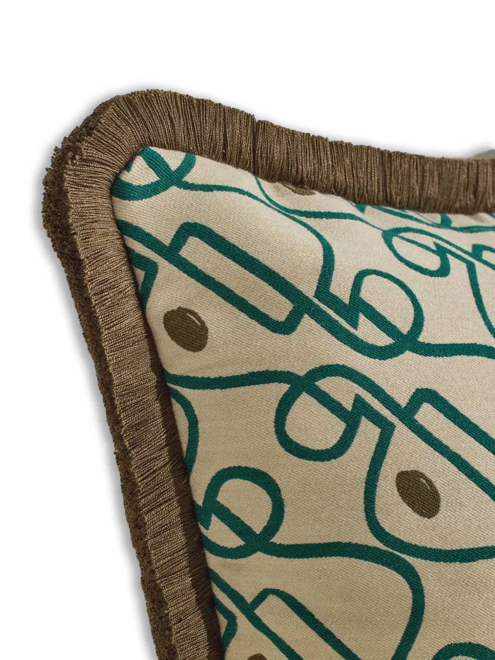  Soho Home Tilney Patterned Fringed Cushion - Neutrals 