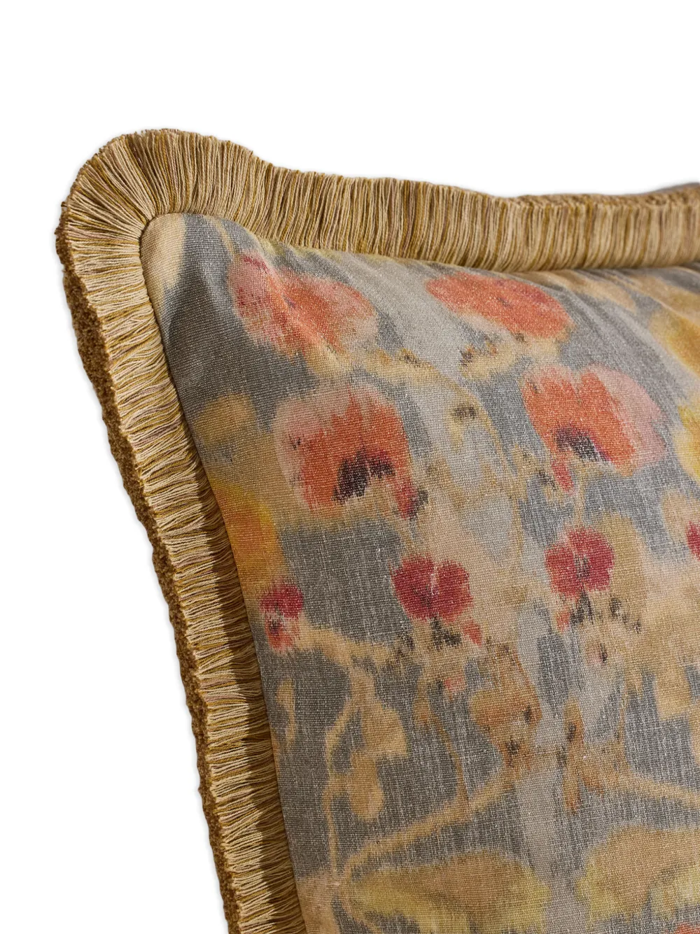  Soho Home Halsey Floral Fringed Cushion - Blue 