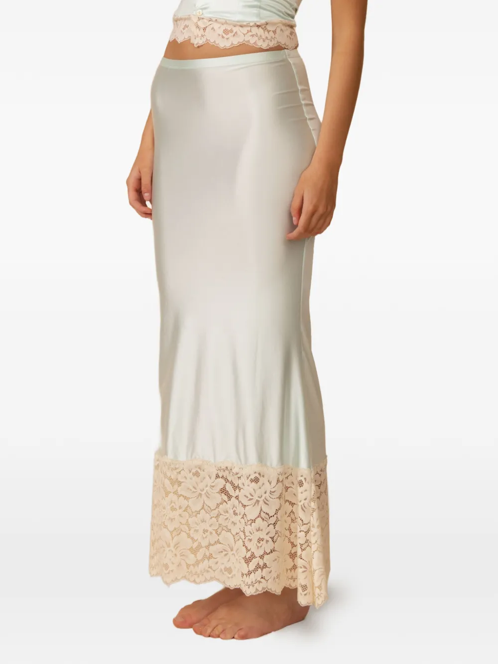 MONTCE Gonna Natalia con bordo in pizzo - Verde