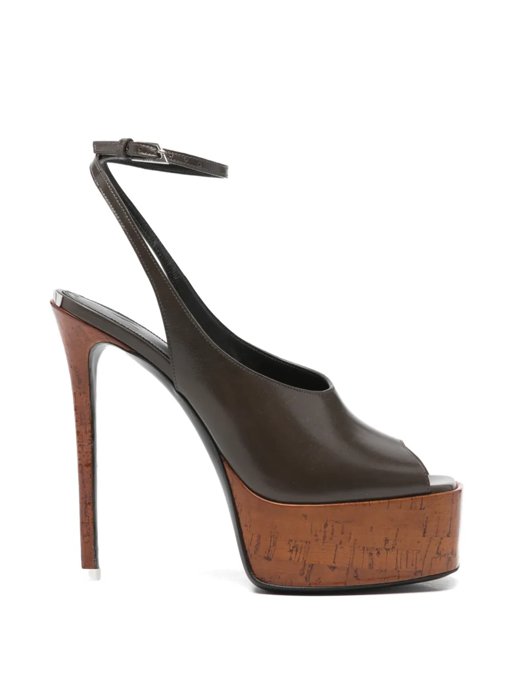 The Attico Ornella ankle-strap platform sandals - Marrone