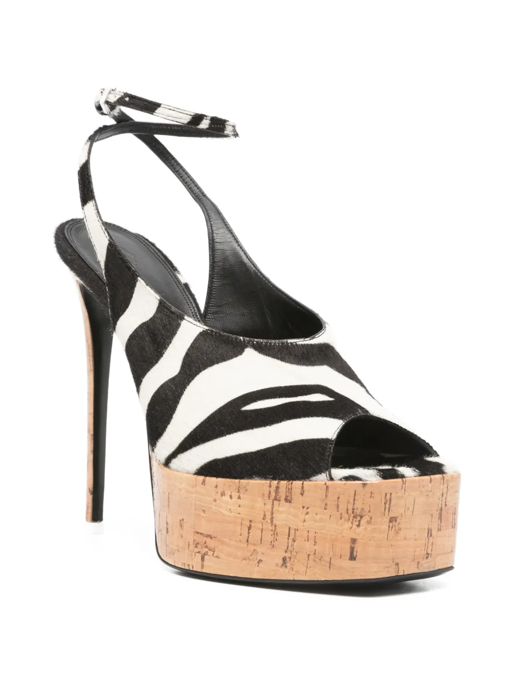 The Attico Ornella Zebra-print Platform Sandals in Black, view 2