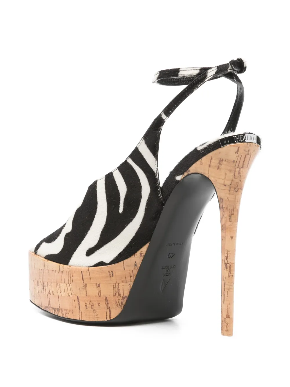 The Attico Ornella Zebra-print Platform Sandals in Black, view 3