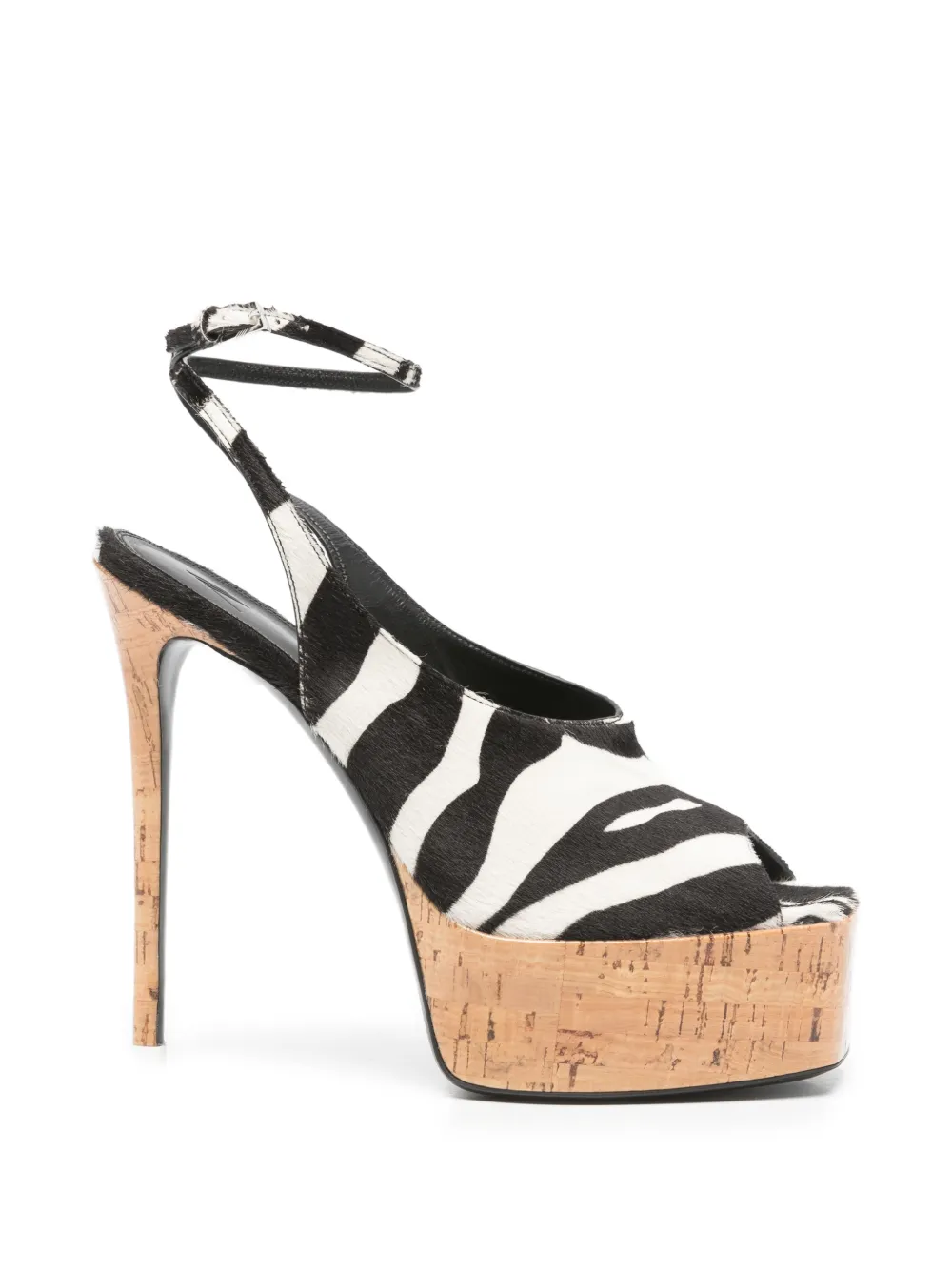 The Attico Ornella zebra-print platform sandals - Nero