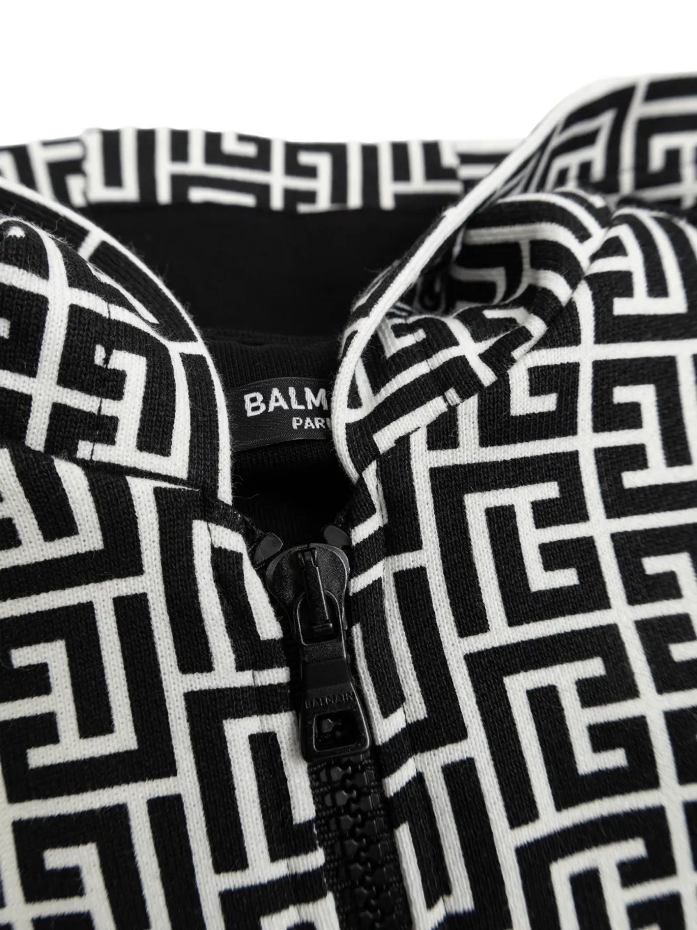  Balmain Kids Geometric-print Zip-up Hoodie - White 