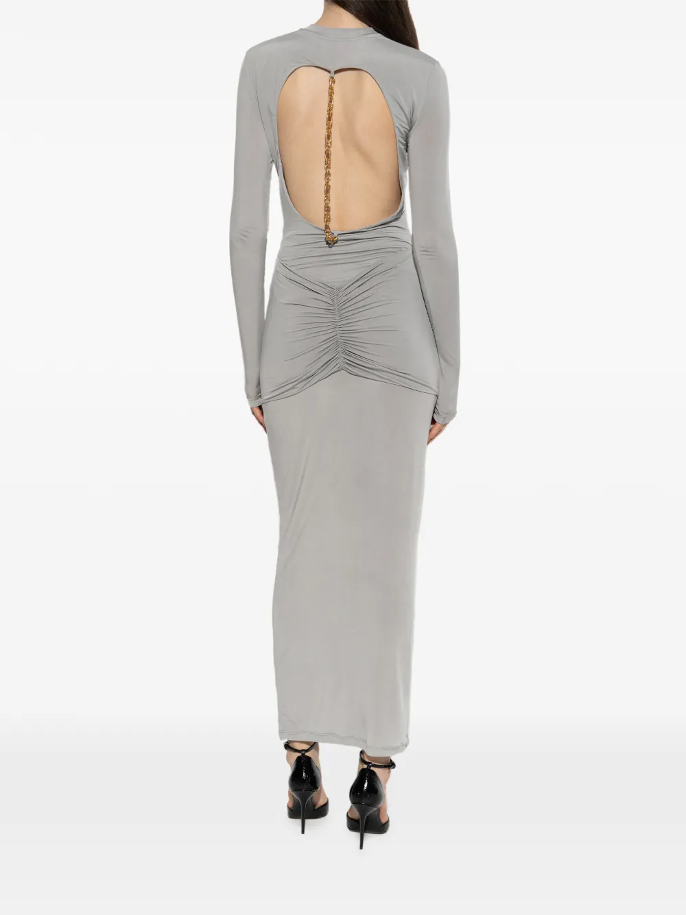 Balmain Jurk met open rug Grijs