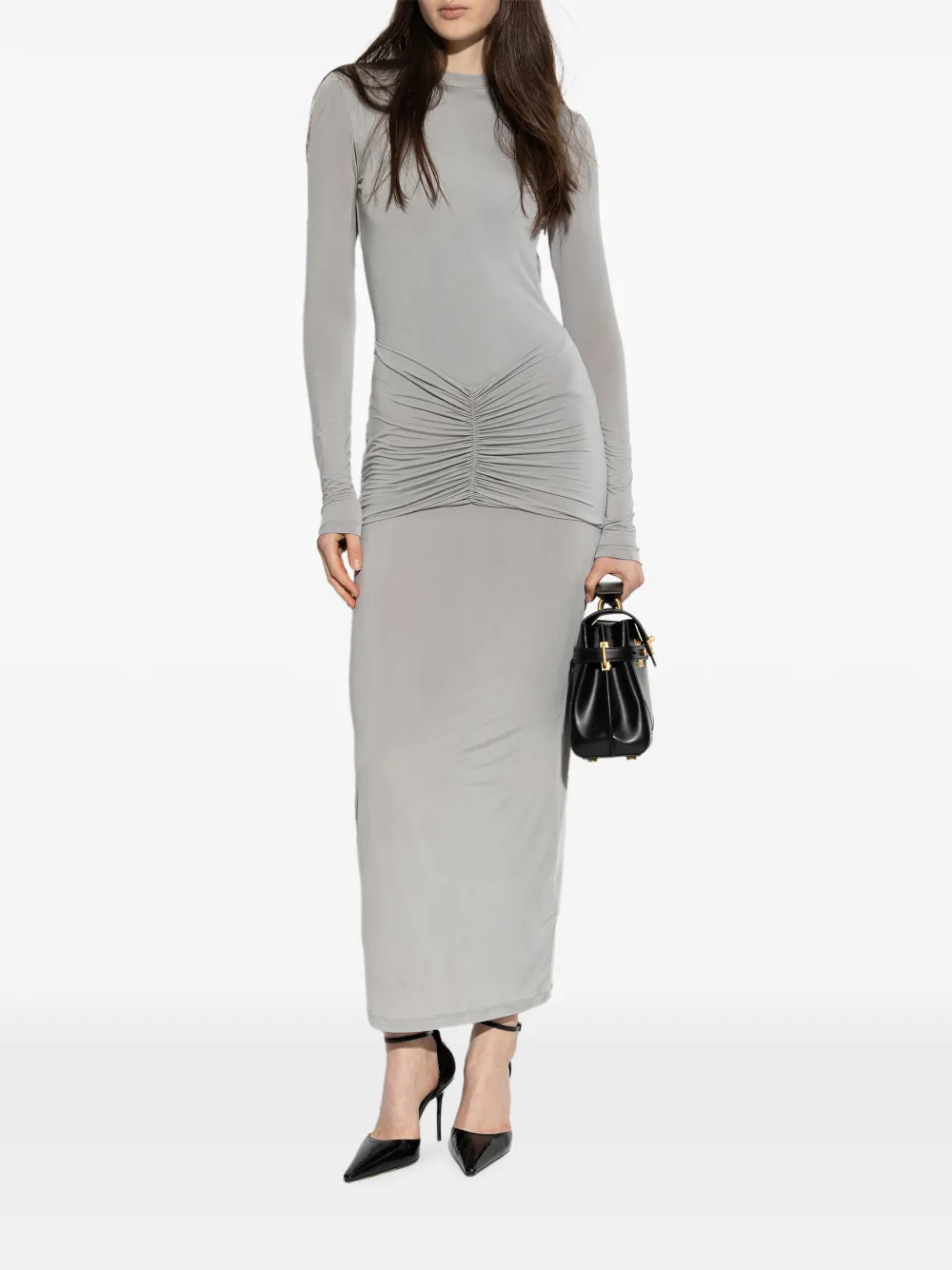 Balmain Jurk met open rug Grijs