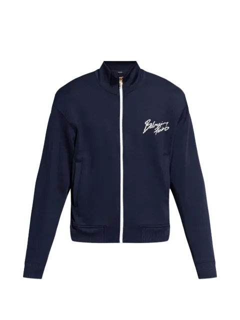 Balmain zip-fastening logo-embroidery sweatshirt