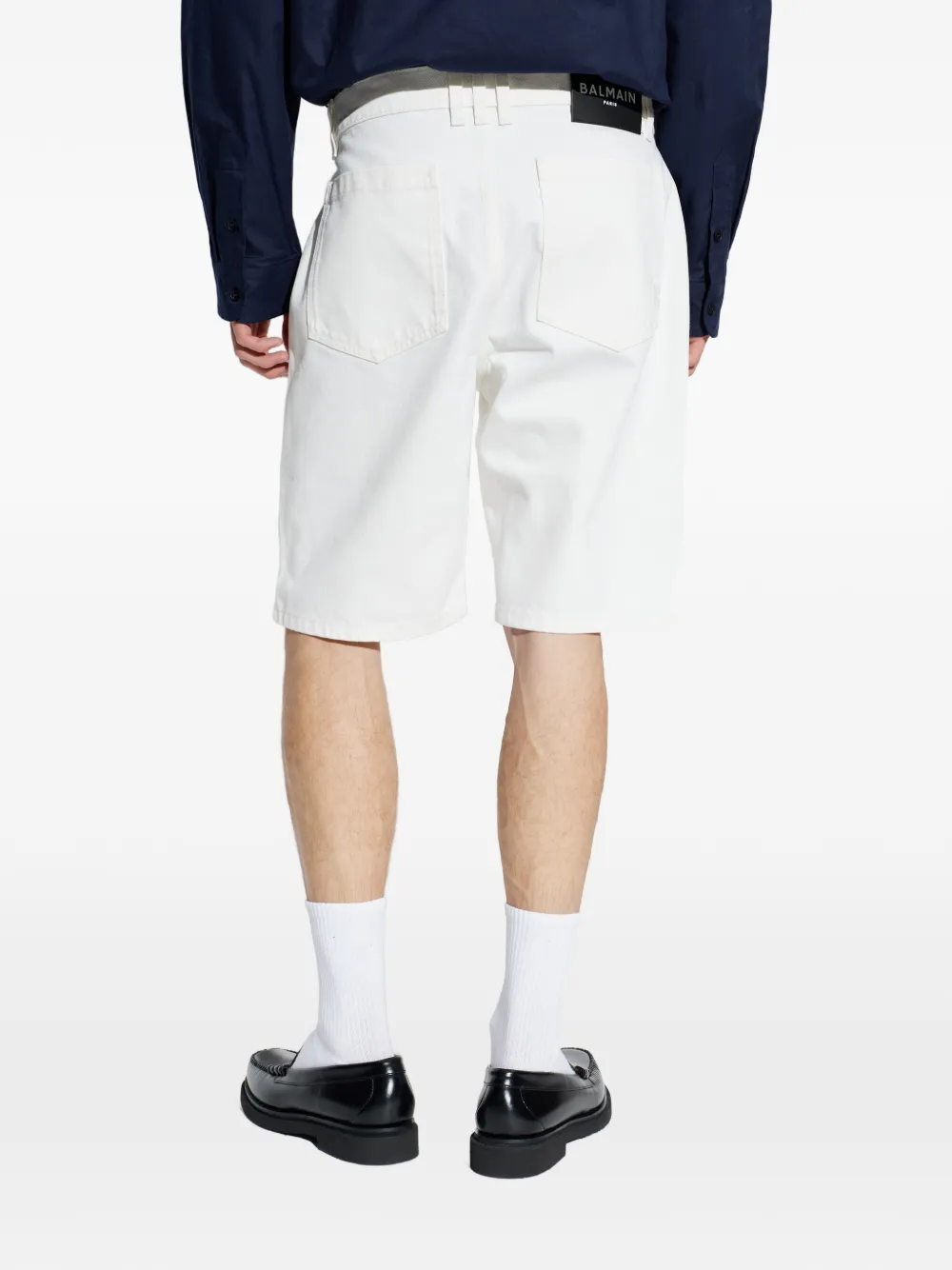 Balmain Denim shorts met logopatch Wit