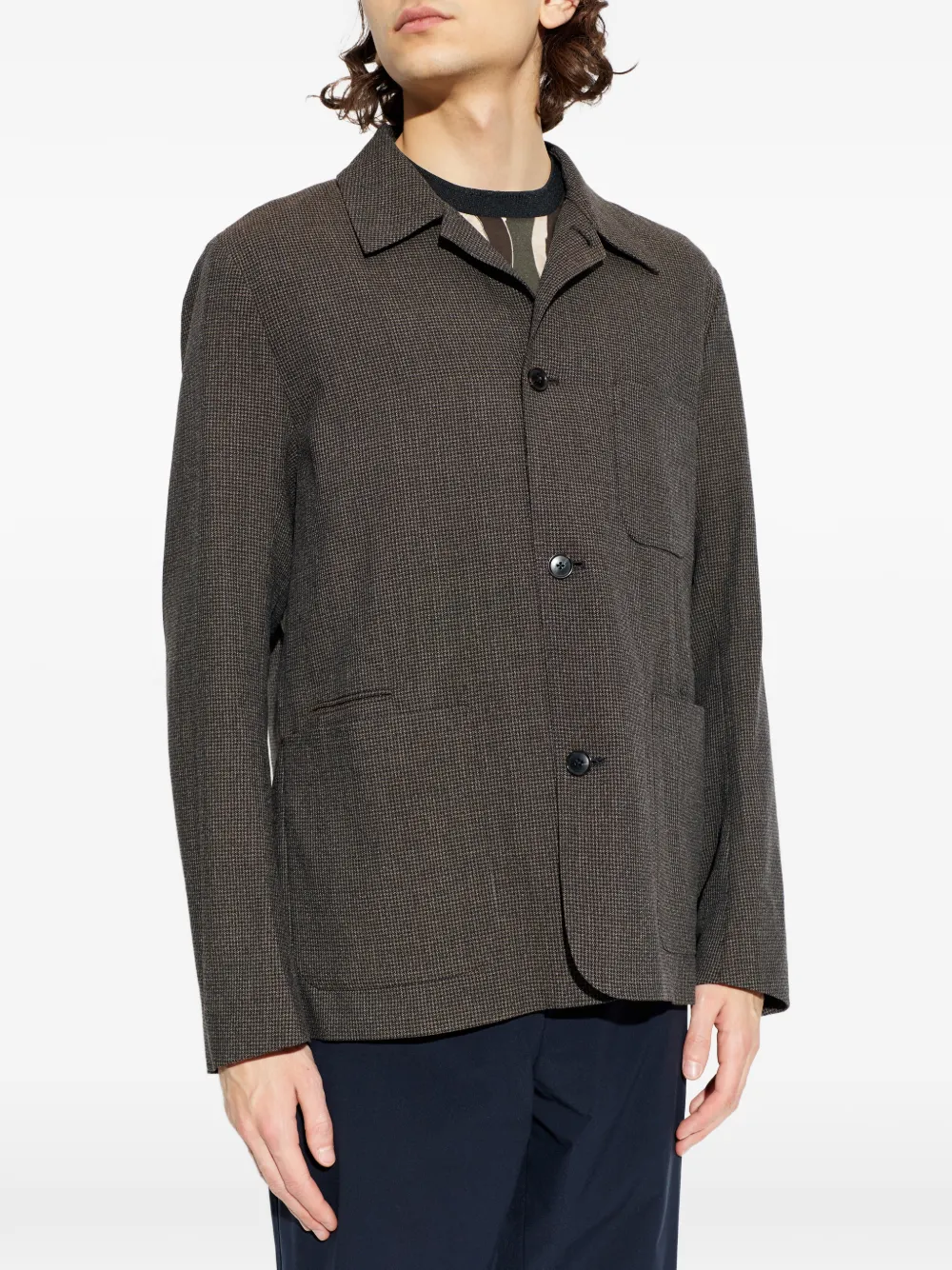  Paul Smith Buttoned Wool Overshirt - Brown 