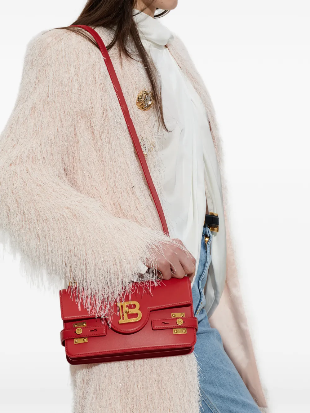  Balmain B-buzz 24 Logo-plaque Cross Body Bag - Red 