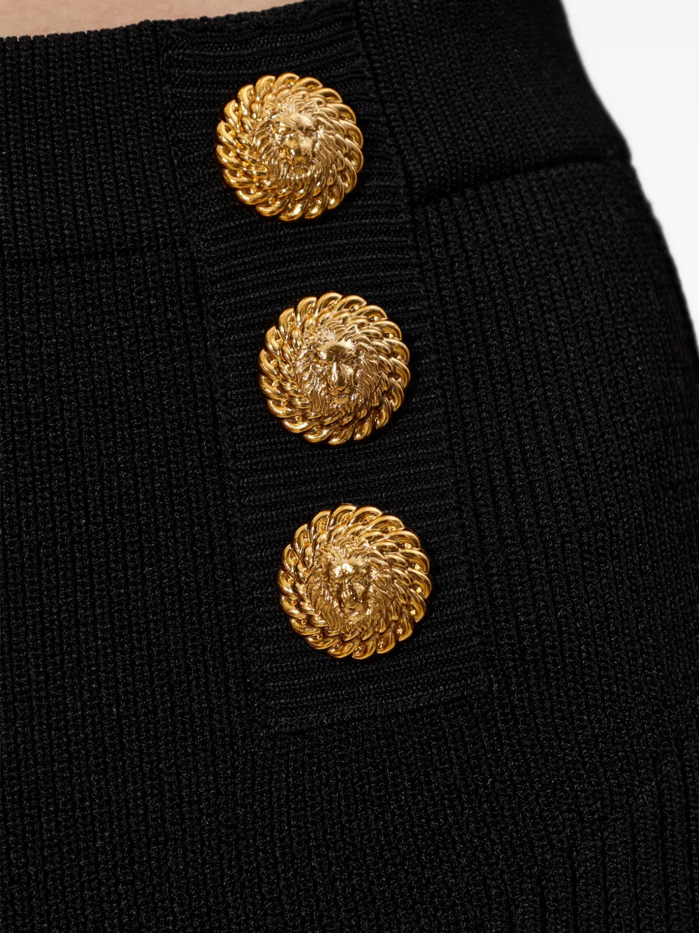 Balmain Geribbelde rok met knopen Zwart