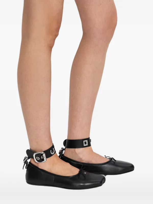 Vivienne Westwood Bardot ankle-strap Ballet Flats | Black | FARFETCH
