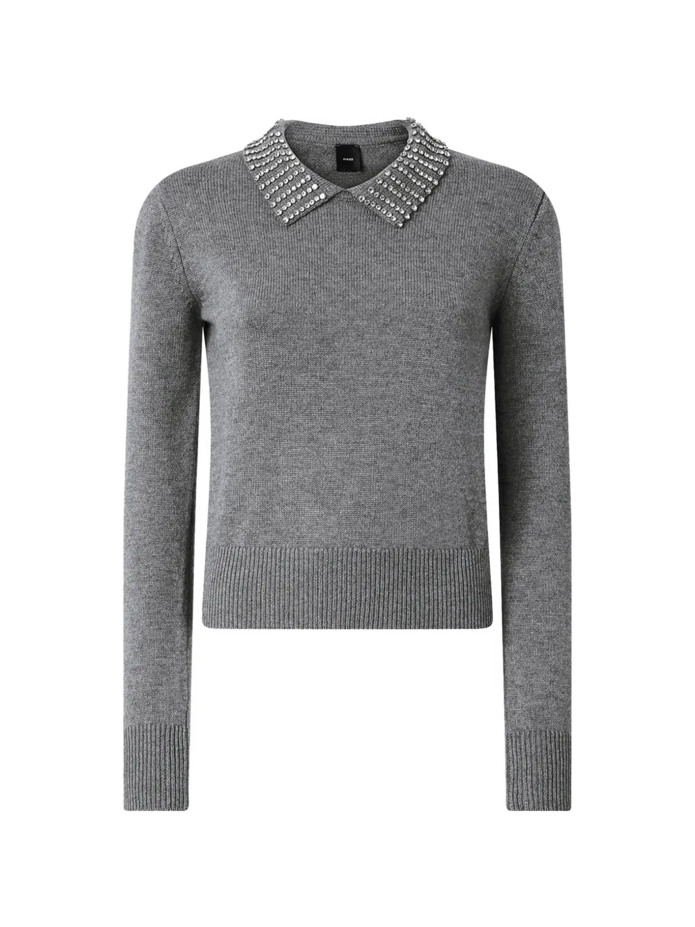 PINKO rhinestone-collared sweater - Grigio