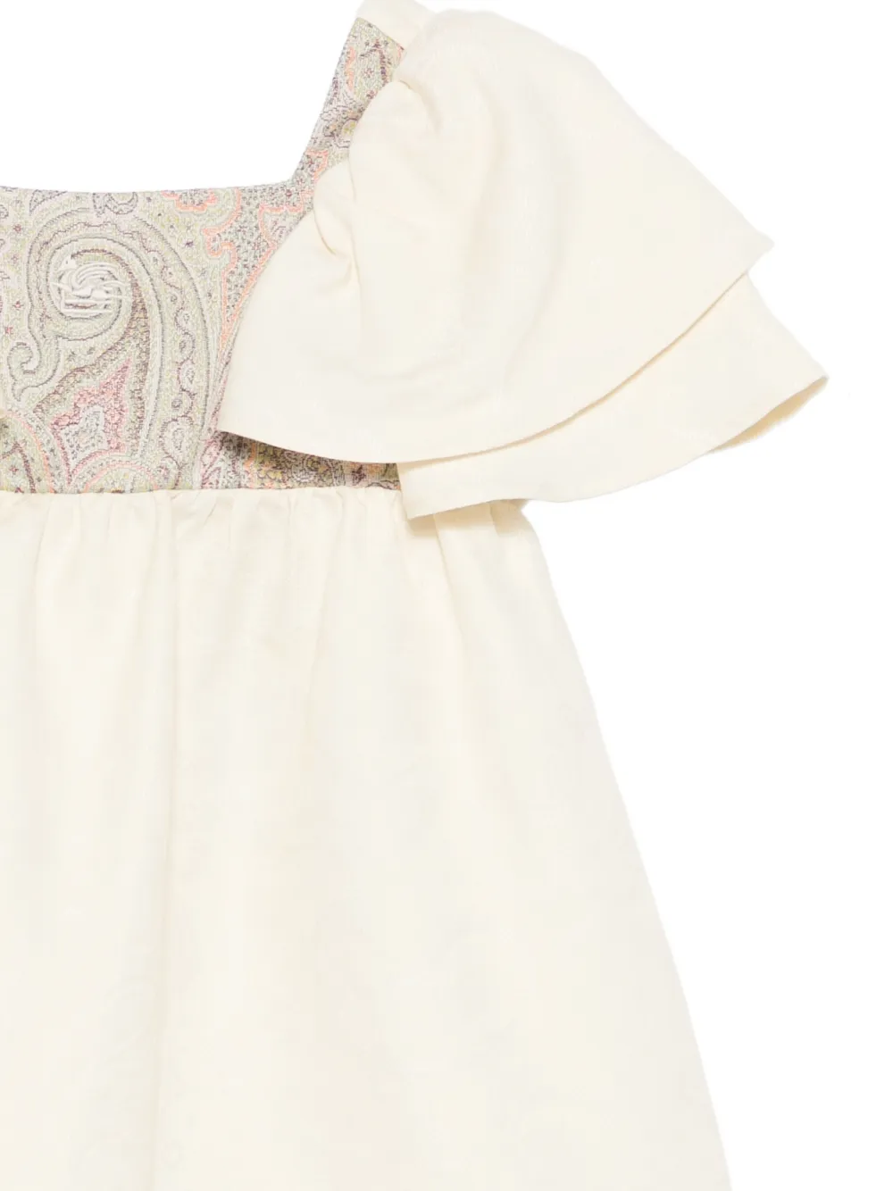 ETRO KIDS Jurk met ruches en paisley-print Beige