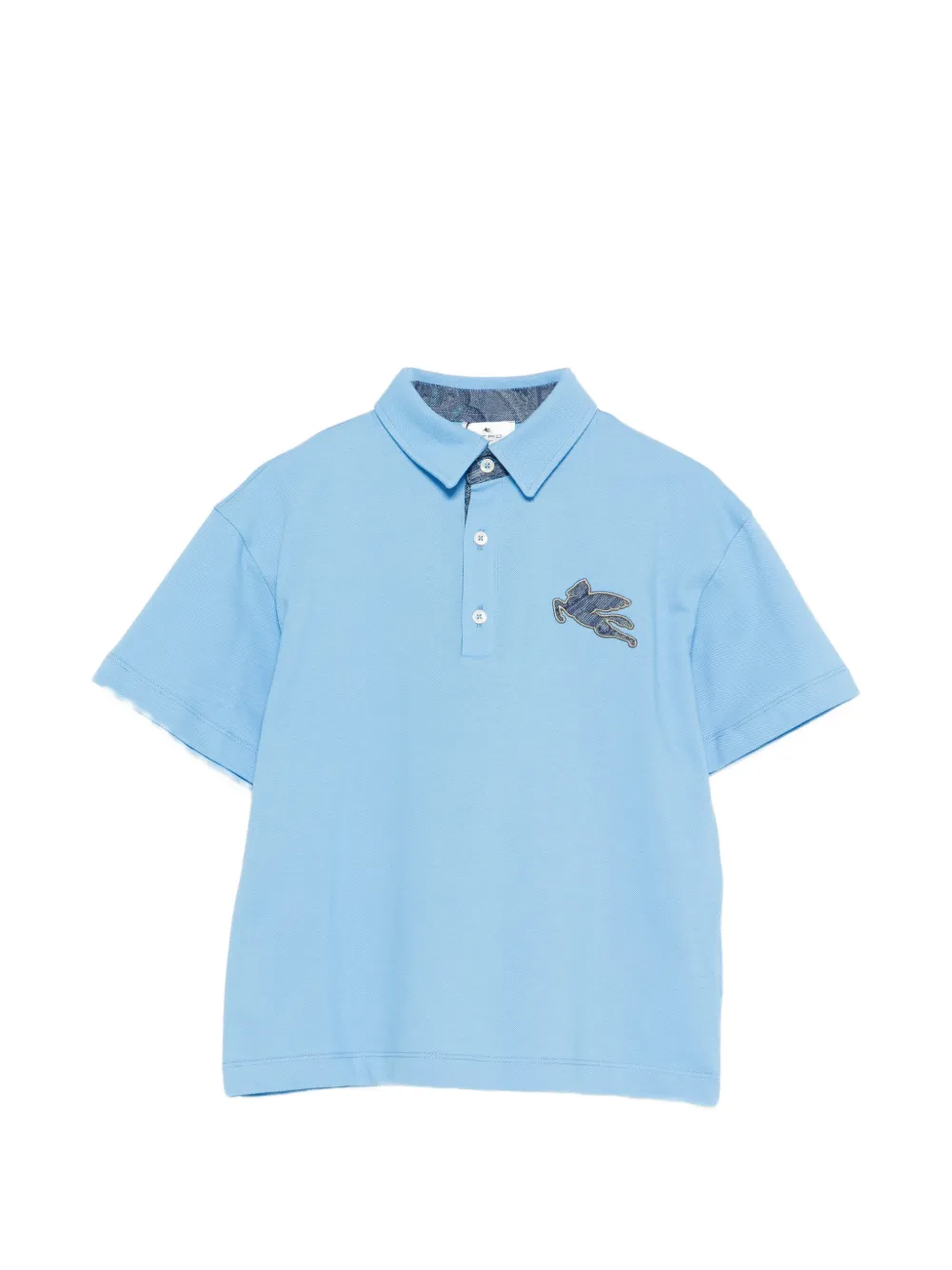 ETRO KIDS Pegasus-appliqué polo shirt - Blu