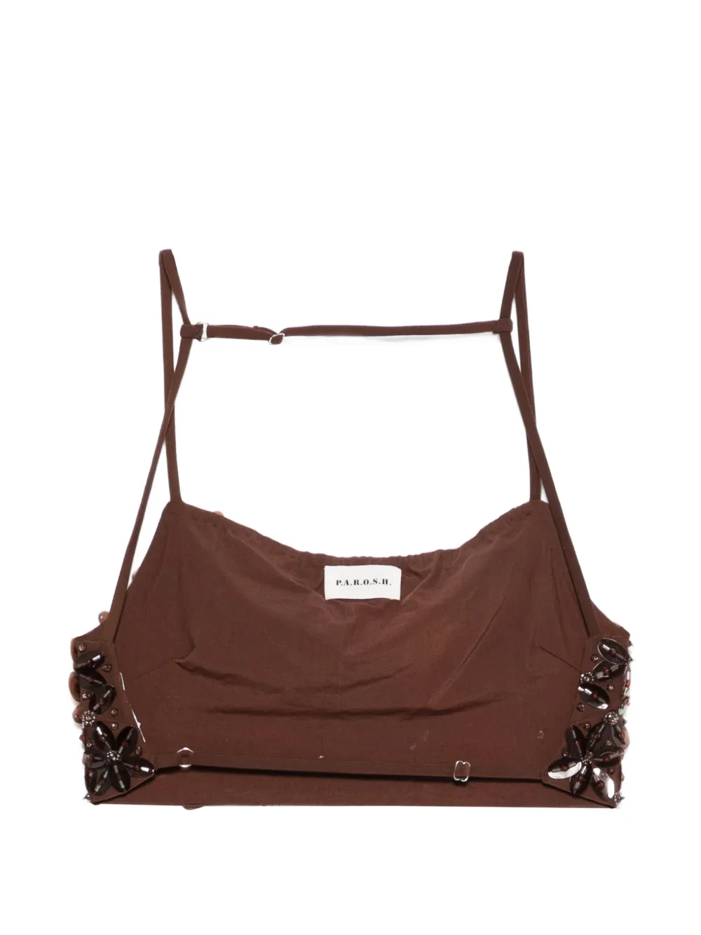  P.a.r.o.s.h. Beaded Spaghetti-strap Top - Brown 