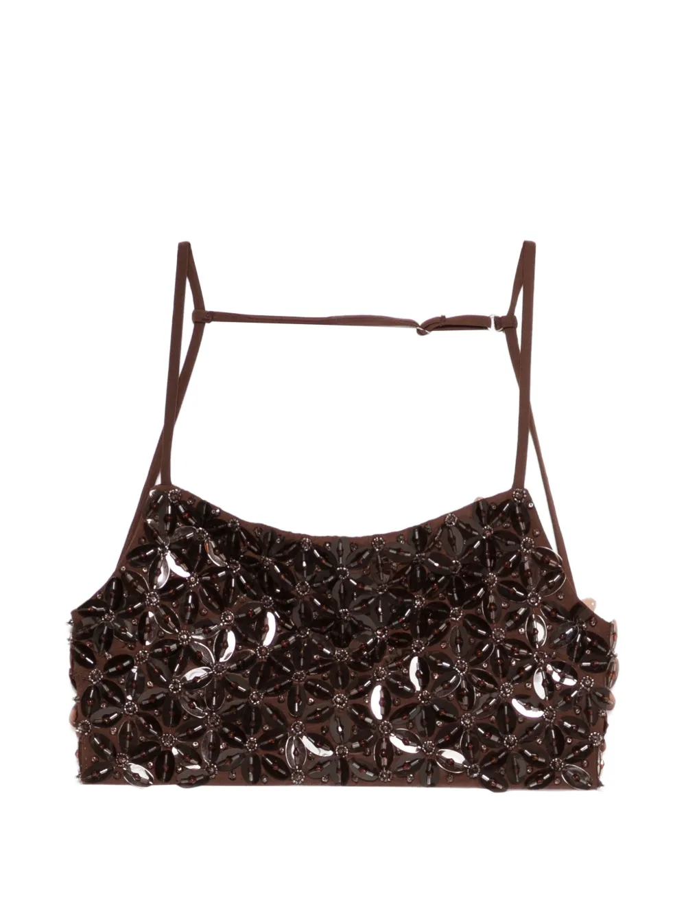 P.A.R.O.S.H. beaded spaghetti-strap top - Marrone