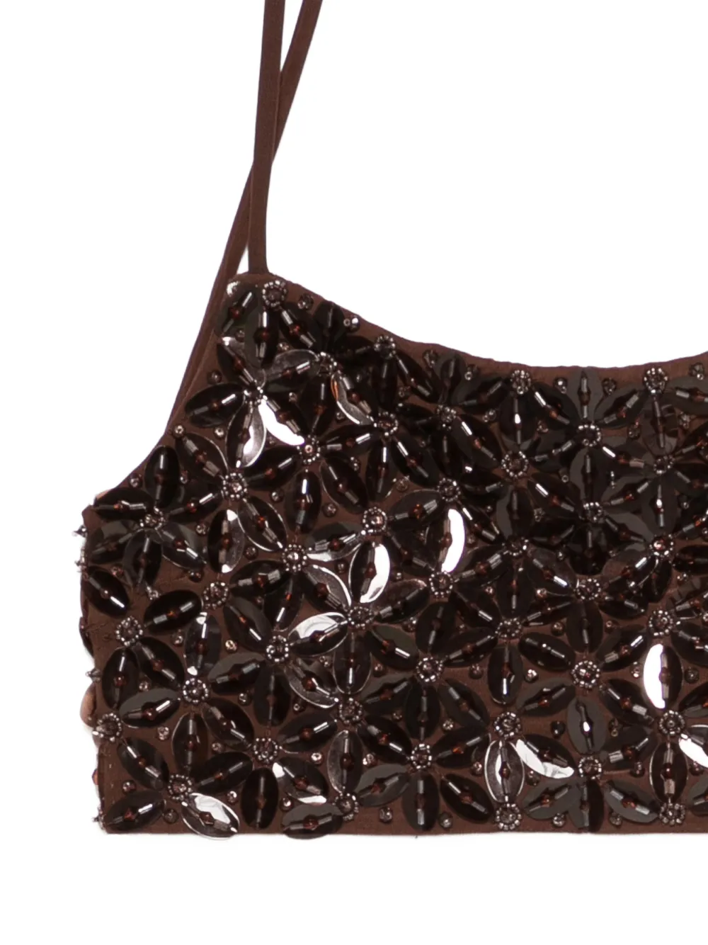  P.a.r.o.s.h. Beaded Spaghetti-strap Top - Brown 