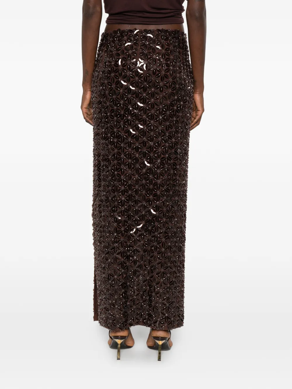P.A.R.O.S.H. Maxi-rok met pailletten Bruin