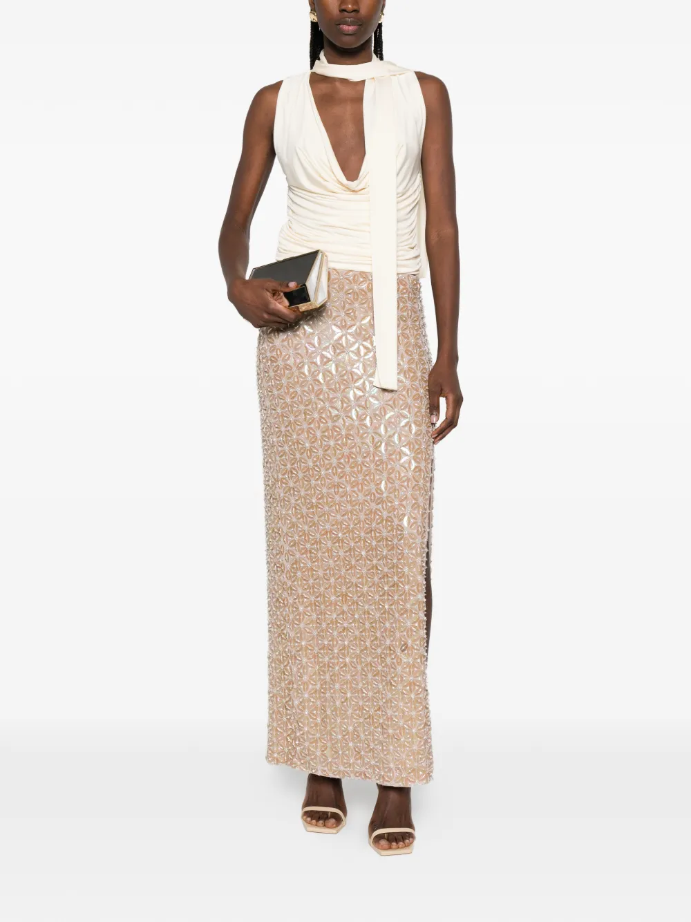  P.a.r.o.s.h. Sequin-embellished Maxi Skirt - Neutrals 
