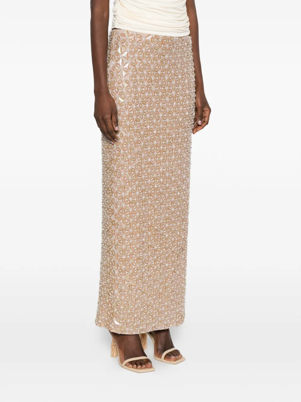  P.a.r.o.s.h. Sequin-embellished Maxi Skirt - Neutrals 