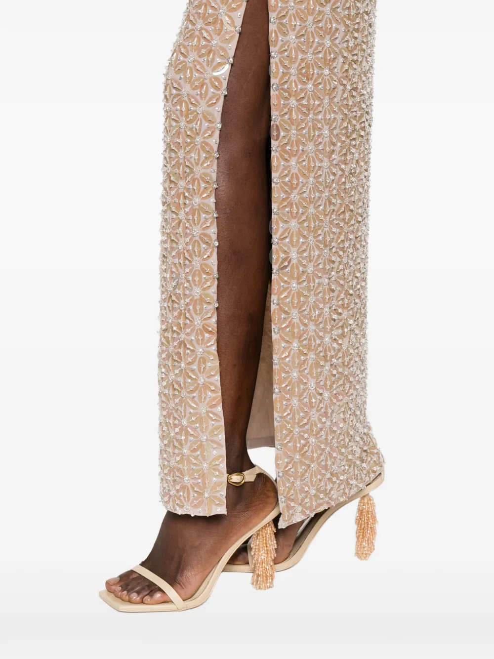 P.A.R.O.S.H. Maxi-rok met pailletten Beige