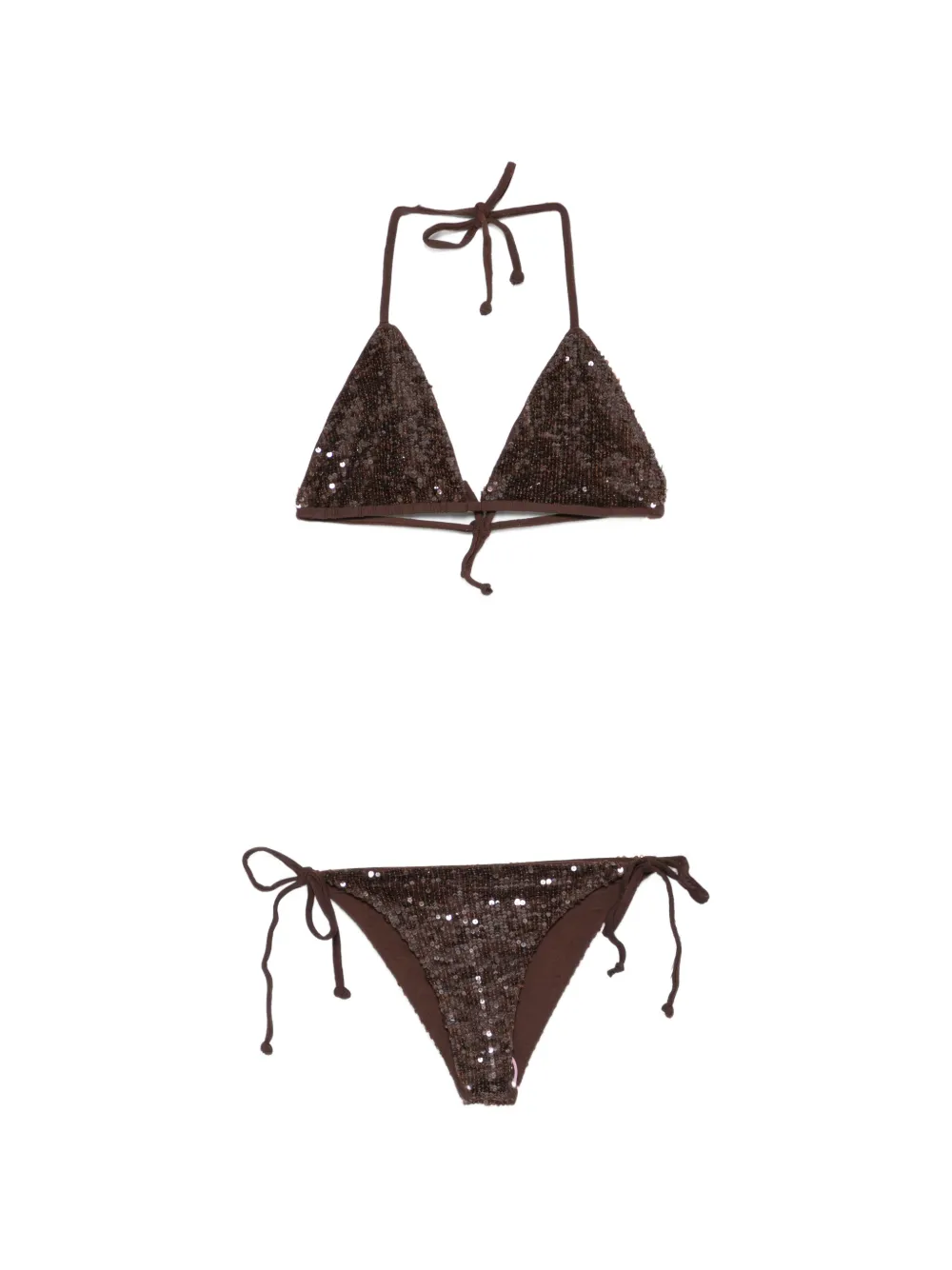 P.A.R.O.S.H. sequin-embellished bikini - Marrone