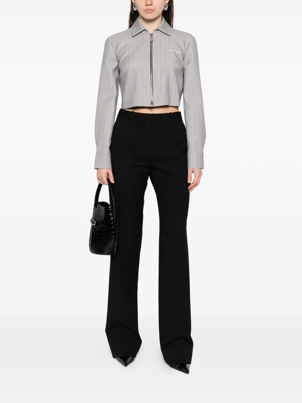  Patrizia Pepe Striped Zip Jacket - Grey 