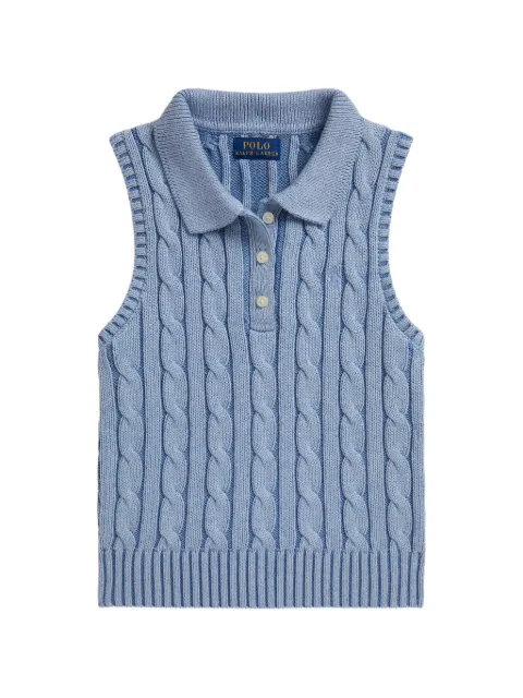 POLO RALPH LAUREN KIDS cable-knit sleeveless polo shirt