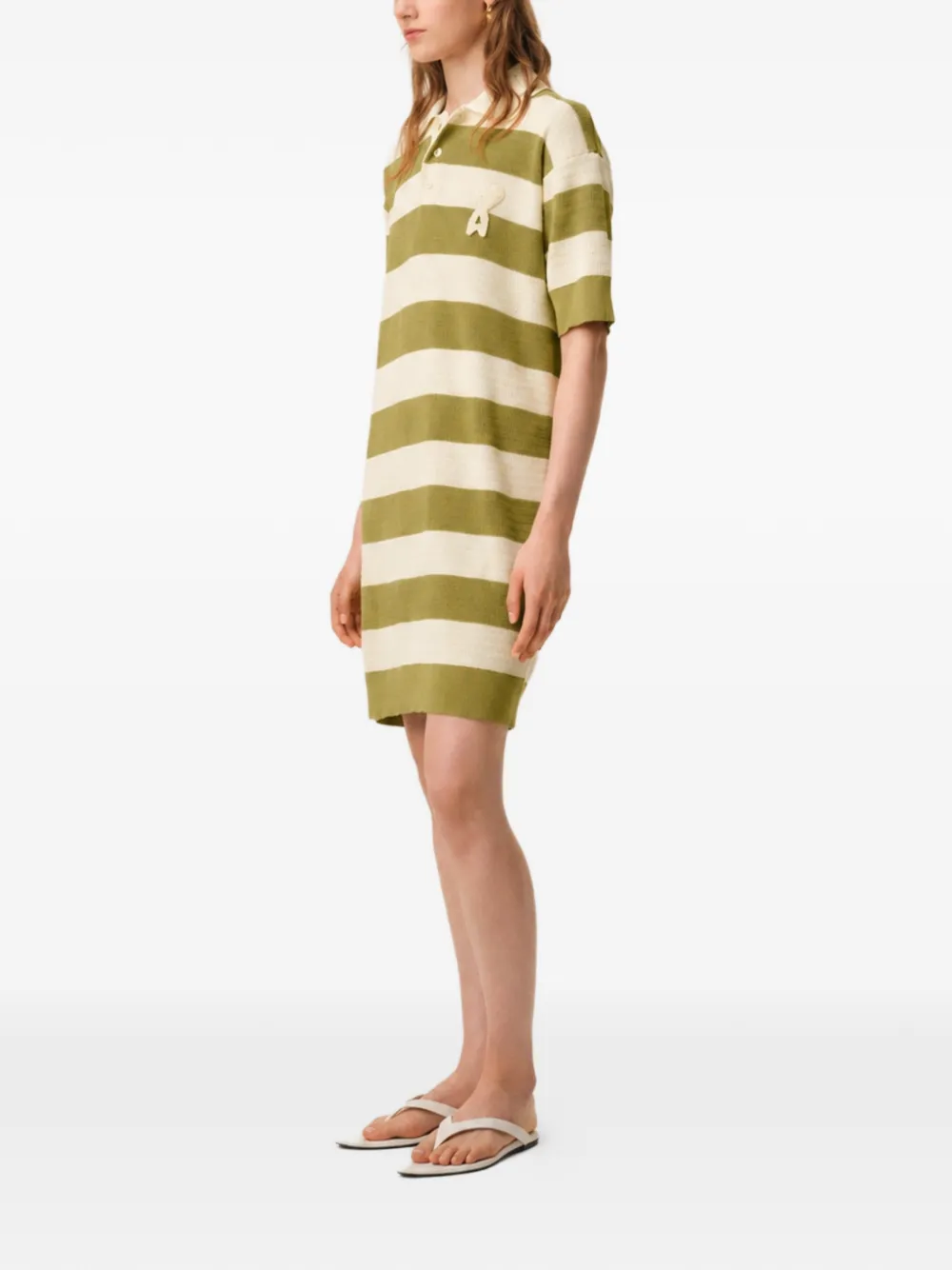 AMI Paris Ami de Coeur gestreepte mini-polojurk met patch Groen