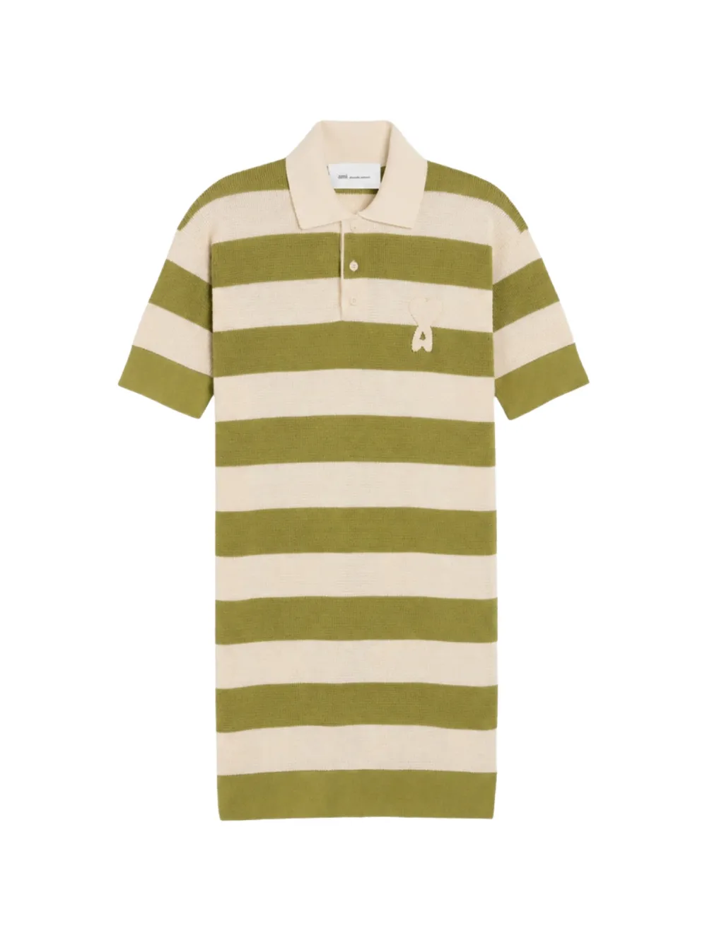 AMI Paris Ami de Coeur patch striped polo mini dress - Verde