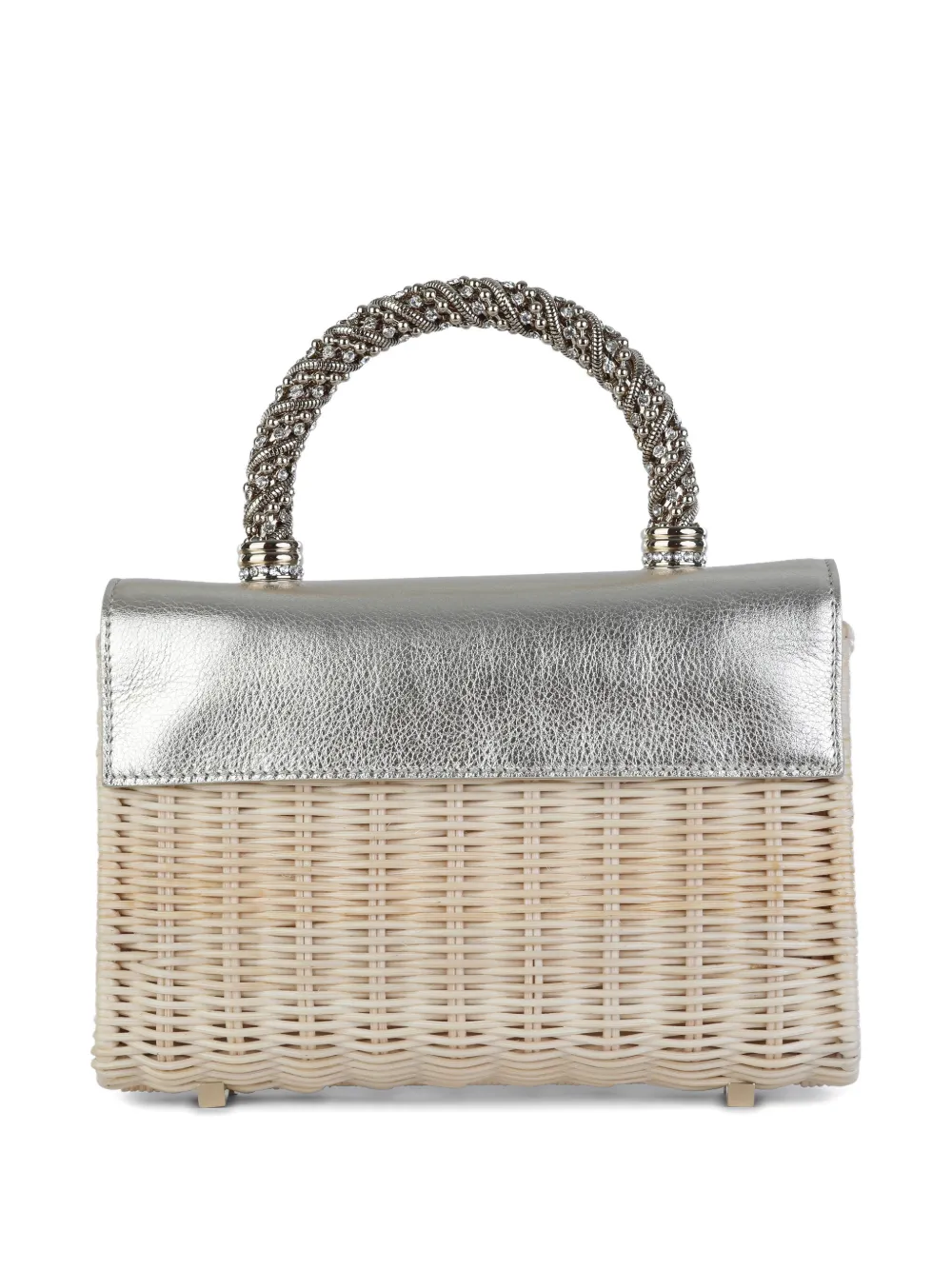 Mini Jewel Efflorescence Woven Crystal-Handle Tote Bag