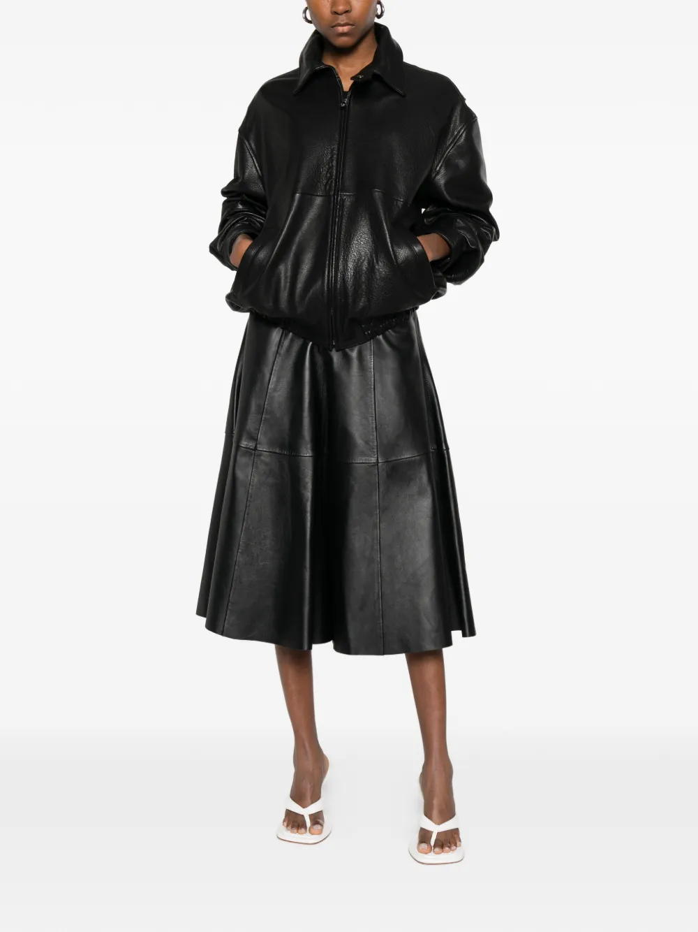  Haikure Serenity Leather Midi Skirt - Black 