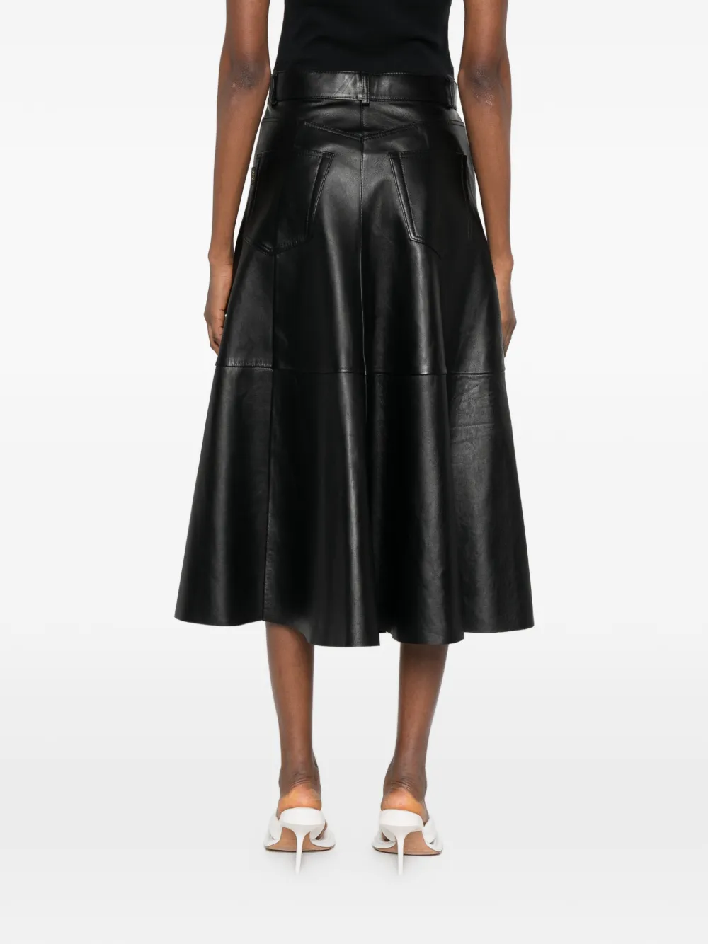 Haikure Serenity leren midi-rok Zwart