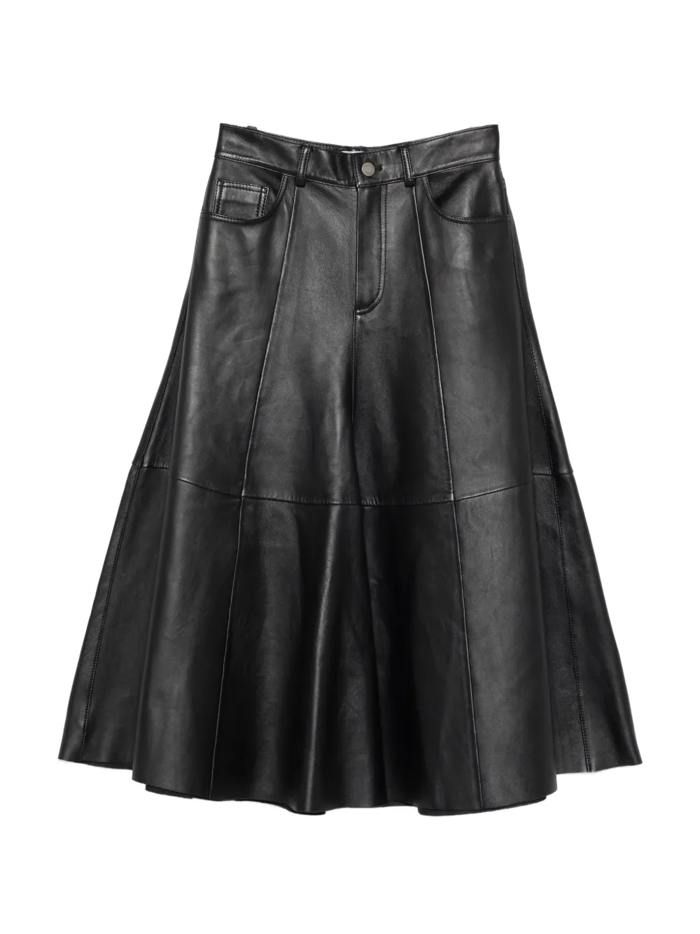 Haikure Serenity leather midi skirt – Black