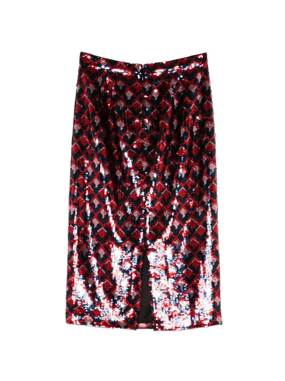  Nº21 Sequinned Geometric Woven Skirt - Red 