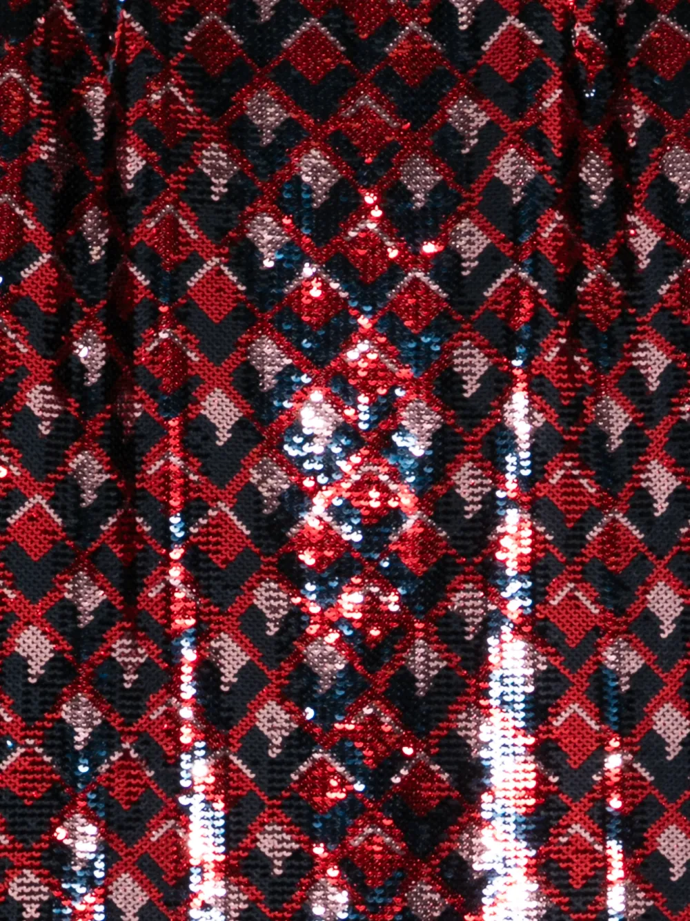  Nº21 Sequinned Geometric Woven Skirt - Red 