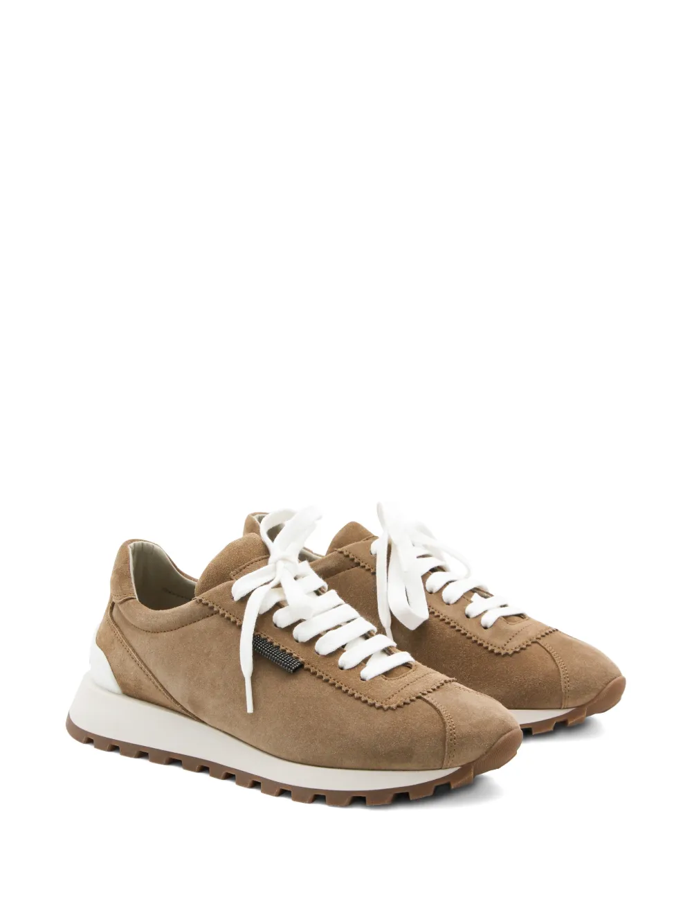Brunello Cucinelli beaded lace-up trainers Bruin