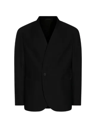 Giorgio Armani スエードノーカラージャケット ブラック Giorgio Armani シングルジャケット | ブラック | FARFETCH JP