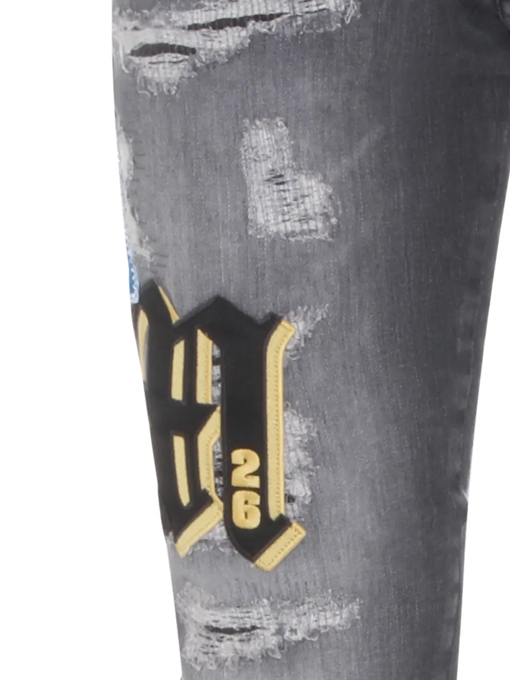  Amiri Ripped Patch Skinny Jeans - Grey 